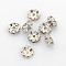 Brass Rhinestone Spacer Beads, Grade A, Wavy Edge, Platinum Metal Color, Rondelle, Crystal, 8x3.8mm, Hole: 1mm