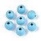 Spray Painted Round Natural Schima Wood Beads, Sky Blue, 11.8~12.5x11mm, Hole: 2.5~3mm