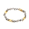 201 Stainless Steel Barrel Byzantine Chain Bracelets, with 304 Stainless Steel Clasps, Golden & Stainless Steel Color, 8-1/4 inch(21cm)