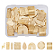 80Pcs 8 Style Brass Pendants, Rhombus & Horseshoe & Teardrop & Lightning Bolt, Raw(Unplated), 12~18x3~17x0.5~1mm, Hole: 1~1.4mm, 10pcs/style