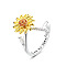 Adjustable Brass Rhinestone Rotating Cuff Rings, Letter & Sunflower, with Word You are My Sunshine, Fidget Spinner Ring for Calming Worry Meditation, Platinum & Light Gold, Letter J, Inner Diameter: 15~20mm