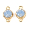 Brass Pave Cubic Zirconia Connector Charms, Flat Round Links, Real 18K Gold Plated, Light Sky Blue, 12.5x8x5mm, Hole: 1.4mm