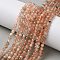 Natural Sunstone Beads Strands, Faceted, Round, 4mm, Hole: 0.7mm, about 101pcs/strand, 15inch(39cm)