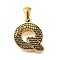 Golden 304 Stainless Steel Pendants, Bark Pattern, Letter Q, 17x15x2.5mm, Hole: 5.5x3mm