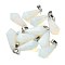 Opalite Pointed Pendants, Faceted Bullet Shape Charms with 201 Stainless Steel Snap on Bails, Stainless Steel Color, 27~30.5x13x13mm, Hole: 4x7mm