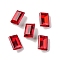 Glass Rhinestone Cabochons, Pointed Back & Back Plated, Faceted, Rectangle, Light Siam, 6x4x2.5mm