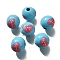Valentine's Day Element Printed Wood Beads, Round, Sky Blue, 16mm, Hole: 4mm