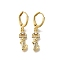 Brass Clear Cubic Zirconia Hoop Earrings, Real 18K Gold Plated, Letter L, 30mm, pendants: 17.5x6x2mm