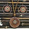 Bohemian Alloy Enamel & Wood Pendant Necklaces & Dangle Earrings Sets, Flat Round, 400mm