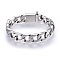 Tarnish Resistant 304 Stainless Steel Curb Chains Bracelets, with Clasps, Stainless Steel Color, 9 inch(23cm), 14x4.5mm