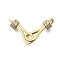 Brass Cubic Zirconia Hook and S-Hook Clasps, Real 14K Gold Plated, 37x7x7mm, Hole: 1.5mm