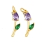 Rack Plating Brass Micro Pave Cubic Zirconia Pendants, Long-Lasting Plated, Lead Free & Cadmium Free, with Jump Ring, Flower Charms, Medium Purple, 23x8.5x4mm