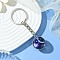 Round Glass Beads Keychain, with Iron Findings, Medium Slate Blue, 7.6cm