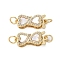 Brass Micro Pave Cubic Zirconia Box Clasps, with Shell, Bowknot, Rack Plating, Lasting Plated, Cadmium Free & Lead Free, Real 18K Gold Plated, 8.5x19x4mm, Hole: 3mm