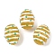 Glass Imitation Jade Beads, Hand Drawn Beads, Oval with Stripe, with Enamel, Goldenrod, 16x12mm, Hole: 1.6~2mm