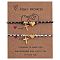 2Pcs 304 Stainless Steel Heart & Religious Cross Couple Bracelet Set, Adjustable His & Hers Bracelets, Golden, with Greeting Crad, Mixed Color, 11.02 inch(28cm)