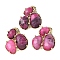 Natural Quartz Links connectors, with Brass Findings, Faceted, Golden, Dyed, 30.5~31x33x5mm, Hole: 1.8mm