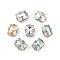 Brass Glass Rhinestone Sew on Rhinestones, Rectangle, Faceted, Mixed Color, Platinum, 9x7x5mm, Hole: 0.8mm