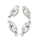 Brass Box Clasps, Oval, with Jump Ring, Cadmium Free & Nickel Free & Lead Free, Long-Lasting Plated, 1-Strand, 2-Hole, Real Platinum Plated, 17x7x6mm, Hole: 2mm