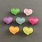 Frosted Acrylic Beads, Bead in Bead, Heart, Mixed Color, 15~16x21x12mm, Hole: 3mm, about 230pcs/500g
