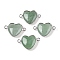 Natural Green Aventurine Love Heart Pendants, Brass Heart Charms, Platinum, 15.5x23x6mm, Hole: 1.8~2mm
