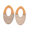 Resin & Walnut Wood Pendants, Oval, Sandy Brown, 38x21x4mm, Hole: 1.6mm