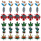 36Pcs 6 Style Polyester Fabrics Computerized Embroidery Cloth Sew on Patches, Costume Accessories, Flower & Leaf & Cactus, Mixed Patterns, 63~74x23~73.5x1.3~1.5mm, 6pcs/style