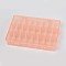 Plastic Removable Bead Containers, with Lid, 24 Compartments, Rectangle, Light Salmon, 19.5x13x3.6cm