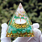Orgonite Pyramid Resin Energy Generators, Natural Rose Quartz & Green Aventurine Display Decorations, for Home Office Desk Decoration, 60mm
