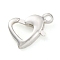 Brass Lobster Claw Clasps, Lead Free & Cadmium Free, Heart, Platinum, 13x9x3mm, Hole: 1.4mm