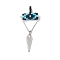 Cylinder Seed Beaded Eye Pendants, with Alloy Triangle Pendants and 304 Stainless Steel Linking Ring, Deep Sky Blue, 42x18.5x6.5mm, Hole: 2mm