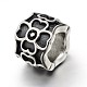 Retro 304 Stainless Steel Big Hole Column Carved Flower Beads STAS-E086-28AS-2