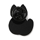 座っている猫のエナメルピン  バックパック服用合金ブローチ  ブラック  26x19x1.5mm JEWB-H017-04EB-02-2