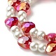 Set di braccialetti elastici con perle di vetro a cuore scintillante per bambini e genitori BJEW-JB07185-6