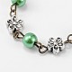 Chaînes en perles de verre rondes manuelles pour fabrication de bracelets et colliers AJEW-JB00074-05-2