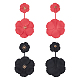 Anattasoul 2 paio di orecchini pendenti a doppio fiore in lega di 2 colori EJEW-AN0001-31-3
