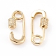 Brass Micro Pave Clear Cubic Zirconia Screw Carabiner Lock Charms ZIRC-L093-51G-2