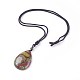 Adjustable Natural Indian Blood Stone Pendant Necklaces NJEW-A125-D02-1