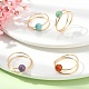4Pcs 4 Style Natural & Synthetic Mixed Gemstone Round Beaded Finger Rings Set RJEW-TA00091-2