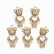 Brass Micro Pave Clear Cubic Zirconia Pendants RJEW-T063-69G-NF-1