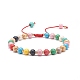 Bracelet en perles rondes tressées en bois naturel BJEW-JB08567-4