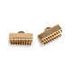 イオンプレーティング（ip）304ステンレス鋼リボンカシメエンドパーツ  ゴールドカラー  9x15mm  穴：1.5mm X-STAS-F098-04-2