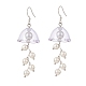 4 paio di orecchini pendenti con carillon di vento e fiori di perle di conchiglia di 4 colori EJEW-TA00210-4