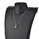 Heart Platinum Tone Brass Glass Pendant Necklaces NJEW-JN01479-03-4
