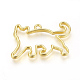 合金子猫オープンバックベゼルペンダント  UVレジンDIY用  エポキシ樹脂  プレスジュエリー  猫  ゴールドカラー  24x36x3mm  穴：2mm PALLOY-R098-17G-3