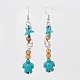 Dyed & Synthetic Turquoise Dangle Earrings EJEW-JE02752-1
