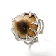 Dyed Natural Shell Eye Open Cuff Ring RJEW-M155-02S-4