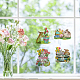 GORGECRAFT 8Pcs 6.3 Inch Rabbit Window Clings 4 Styles Easter Static Glass Stickers Rabbit Egg Flowers Pattern Round Decorative Decals Film for Living Room Bedroom Coffee Store Glass Door Display DIY-WH0311-041-7