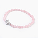 Bracelets extensibles avec perles en quartz rose naturel BJEW-JB03925-02-1