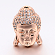 Perle di testa di buddha a zirconia cubica aaa con micro pavè di zirconi in ottone CZ ZIRC-L012-03-NR-2